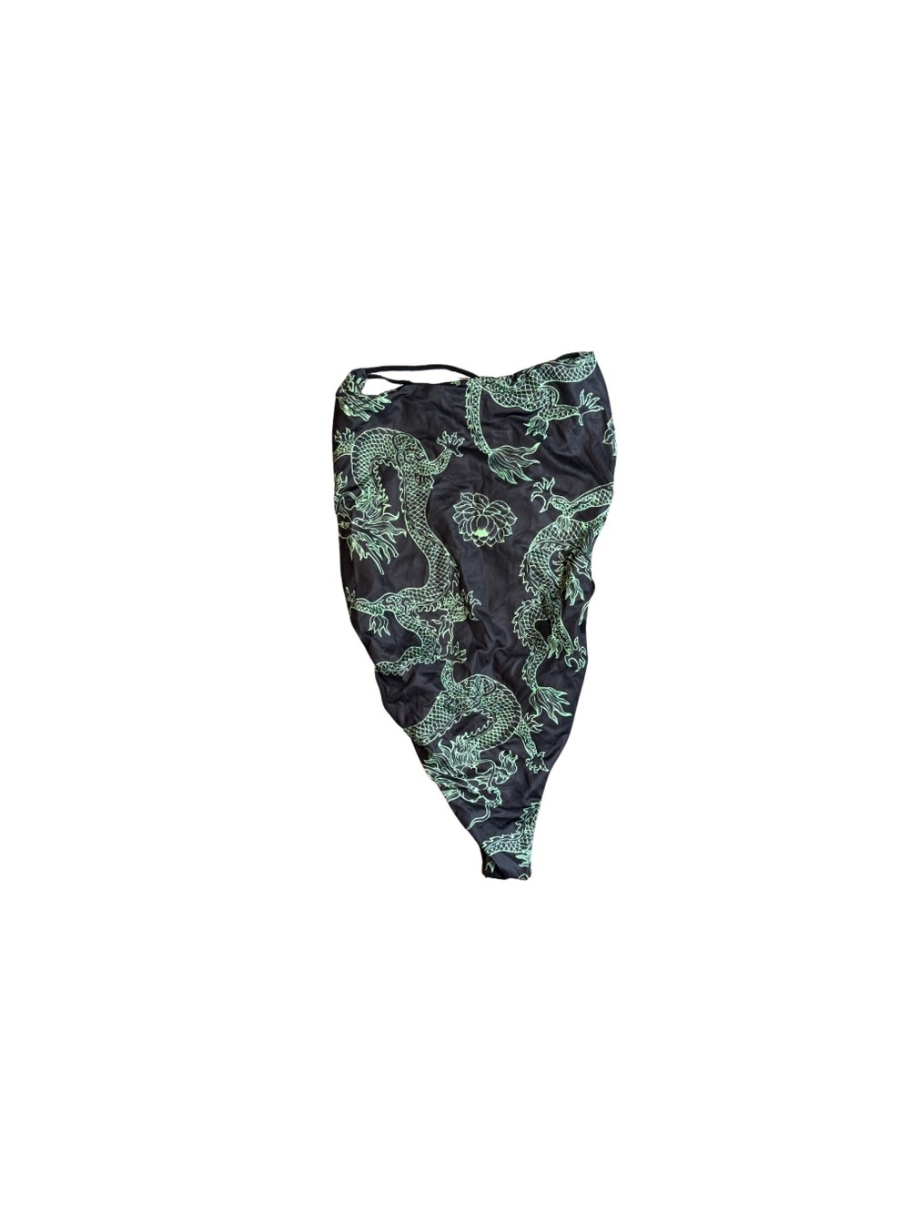 SHEIN Black Backless Crop Top with Green Dragon Print